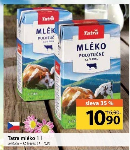 Mléko trvanlivé Tatra - 1,5% polotučné