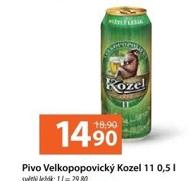 Pivo světlý ležák 11° Medium Velkopopovický Kozel