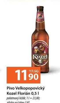 Pivo polotmavý ležák Florian Velkopopovický Kozel