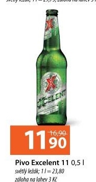 Pivo světlý ležák 11° Excelent Gambrinus