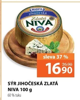 Sýr Niva zlatá Jihočeská 60% Madeta