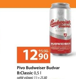 Pivo světlé výčepní B: Classic Budweiser Budvar