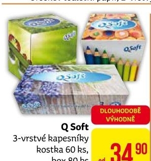 Papírové kapesníčky 3vrstvé Q-Soft - box