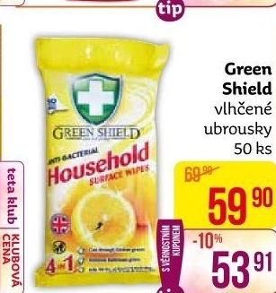 Čisticí vlhčené ubrousky Green Shield