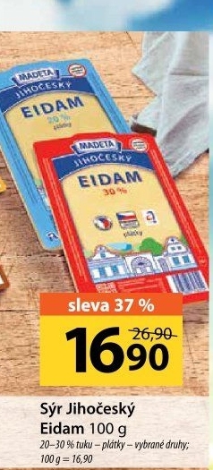 Sýr Eidam Jihočeský 20% Madeta