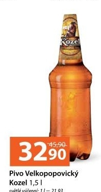 Pivo světlé výčepní 10°Velkopopovický Kozel