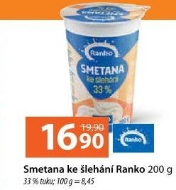 Smetana ke šlehání Ranko 33%