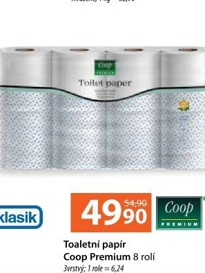 Toaletní papír 3vrstvý Coop Premium - COOP akcniletaky.com