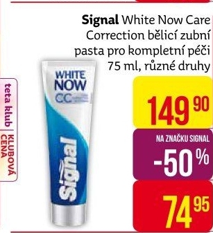 Pasta na zuby Care Correction White Now Signal