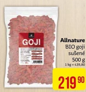 Kustovnice čínská - Goji sušené Allnature