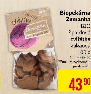 Sušenky Špaldová zvířátka bio Biopekárna Zemanka