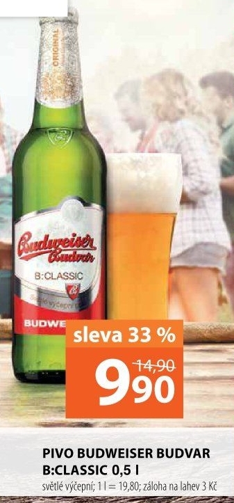 Pivo světlé výčepní B: Classic Budweiser Budvar