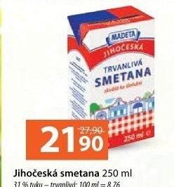 Smetana ke šlehání trvanlivá Jihočeská Madeta 31%