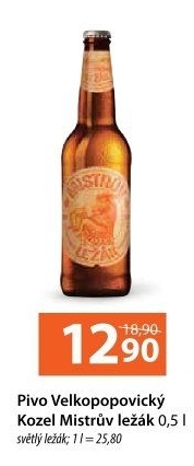 Pivo Mistrův světlý ležák Velkopopovický Kozel