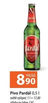 Pivo světlé výčepní 10° Pardál