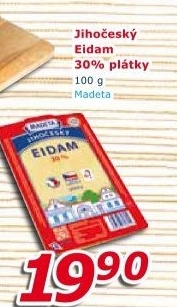 Sýr Eidam Jihočeský 30% Madeta