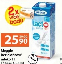 Mléko trvanlivé bez laktózy Meggle - 1,5% polotučné