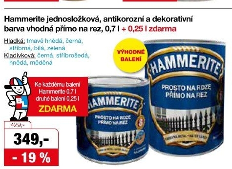 Kladívkový email na kov Hammerite