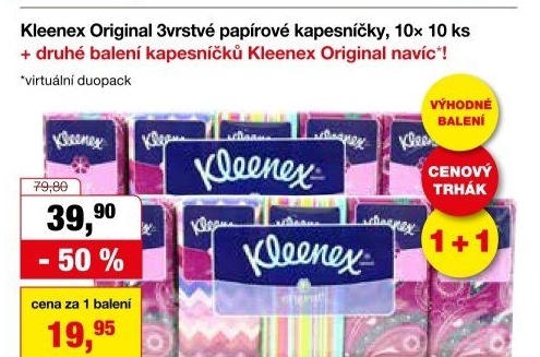 Papírové kapesníčky 3vrstvé Kleenex
