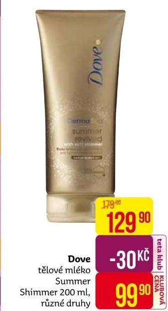 Tělové mléko tónovací DermaSpa Dove