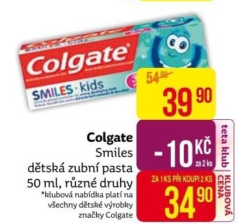 Pasta na zuby dětská Smiles Colgate