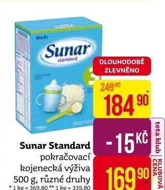 Kojenecké mléko Standard Sunar
