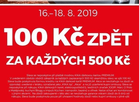 100Kč zpět za každých 500 kč