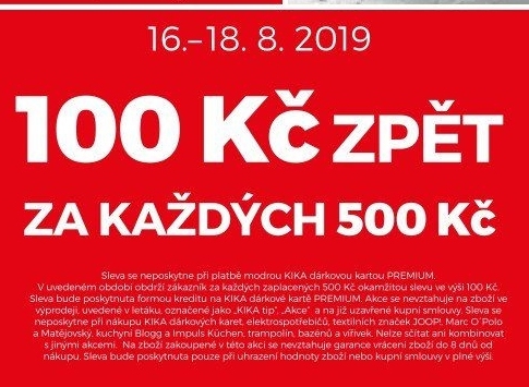 100Kč zpět za každých 500 kč