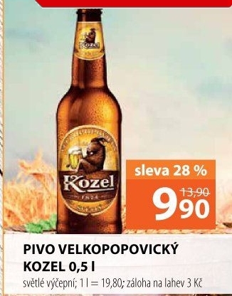 Pivo světlé výčepní 10°Velkopopovický Kozel