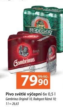Pivo světlé výčepní Originál 10° Gambrinus