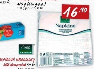 Ubrousky papírové 2vrstvé Coop Premium