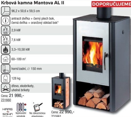 Krbová kamna Mantova AL II Haas + Sohn