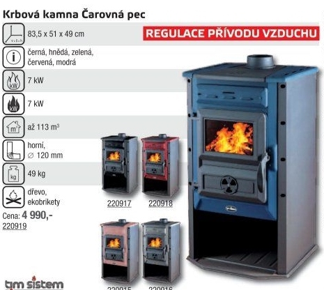 Kamna krbová Čarovná pec Tim Sistem
