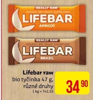 Tyčinka raw bio Lifebar Lifefood