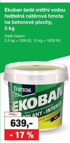 Nátěr na betonové podlahy Ekoban Detecha
