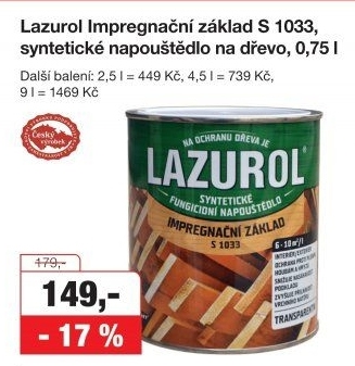Impregnační základ na dřevo Lazurol