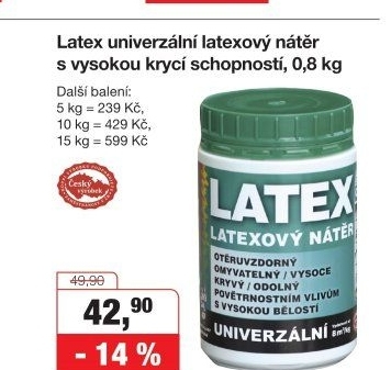 Latexový nátěr univerzální Barvy a laky Hostivař