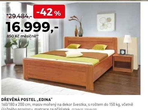 Dřevěná postel Edina