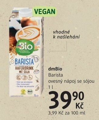Nápoj ovesný se sójou barista dm Bio