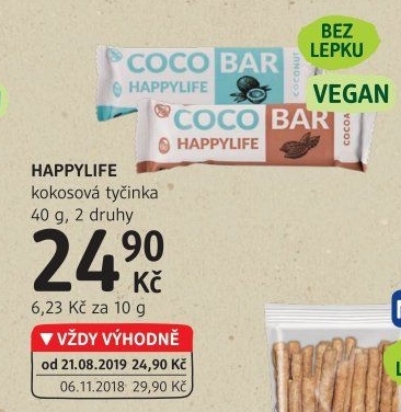 Kokosová tyčinka bez lepku bio HappyLife