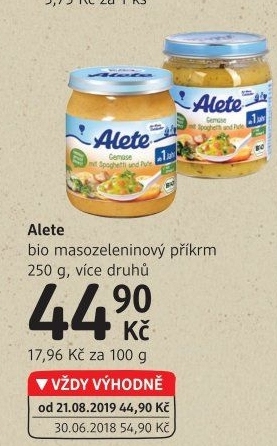 Příkrm masozeleninový bio Alete Nestlé