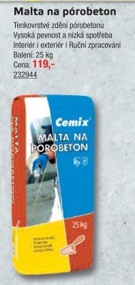 Malta na pórobeton Cemix