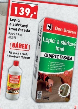 Lepicí a stěrkový tmel Quartz Fasáda Den Braven
