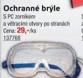 Ochranné bezpečnostní brýle