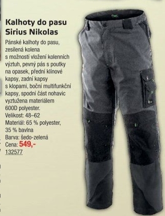 Pánské pracovní kalhoty