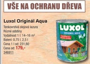 Lazura na dřevo Originál Aqua Luxol