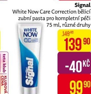 Pasta na zuby Care Correction White Now Signal