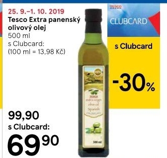 Olivový olej extra panenský Tesco