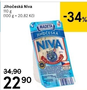 Sýr Niva Jihočeská 50% Madeta