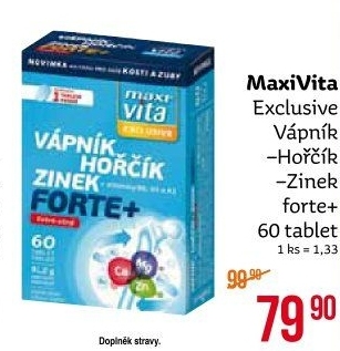Doplněk stravy Vápník-Hořčík-Zinek Forte Exclusive Maxivita